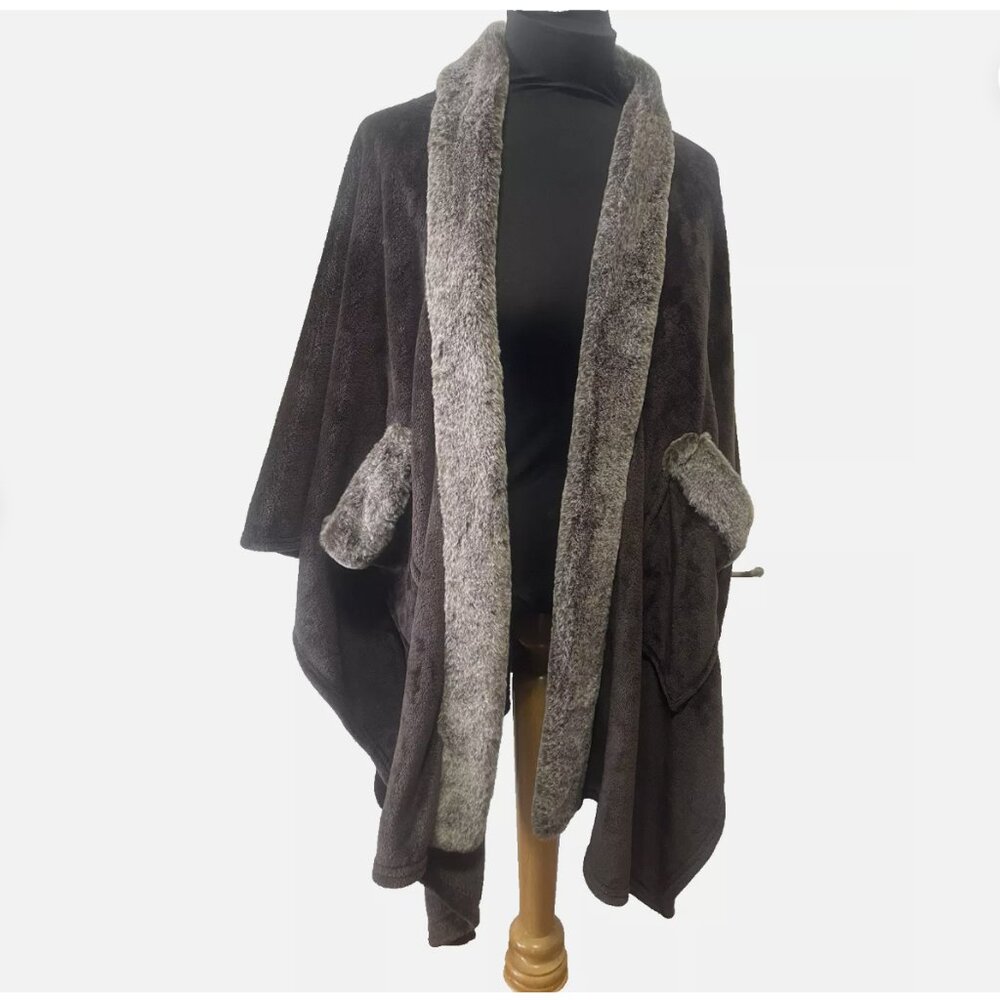 Charlie Paige Chocolate Cape with Ash Trim